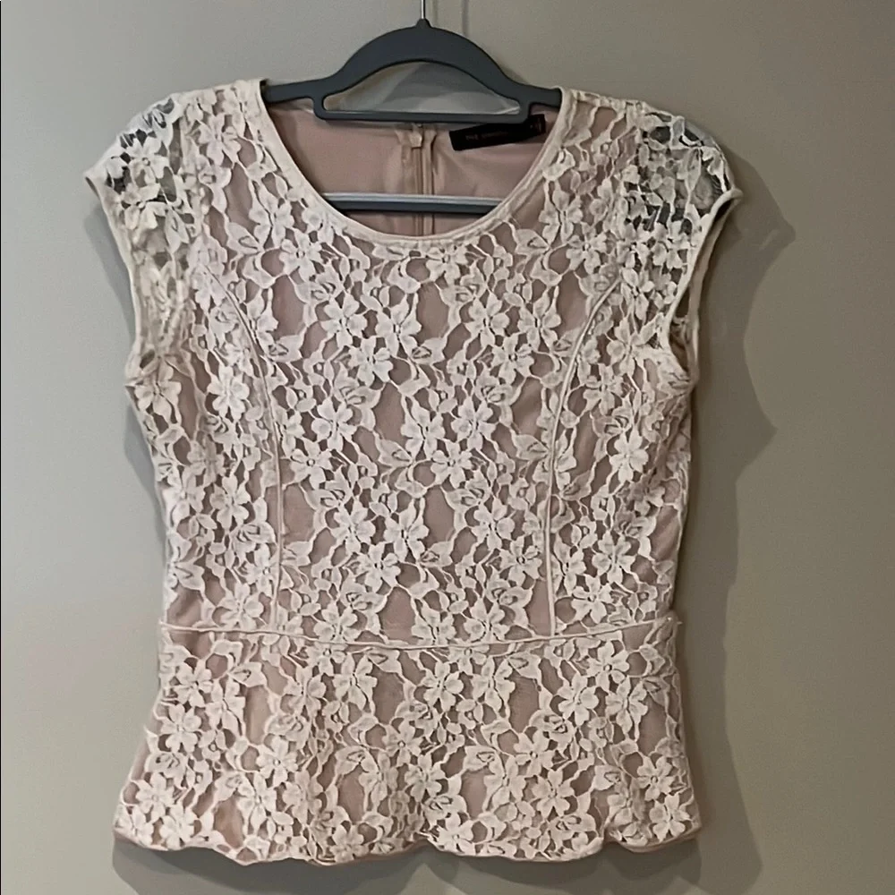 The Limited Cream Peplum Embellished Blouse - Picture 1 of 7